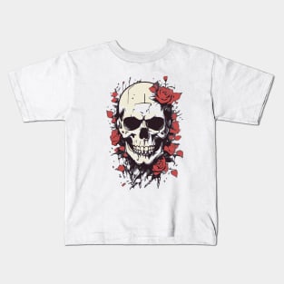 skull with roses tattoo Kids T-Shirt